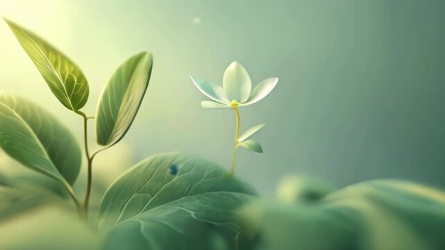A verdant and vibrant tropical scene. 