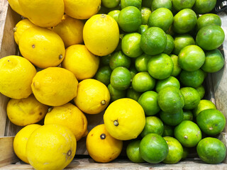 Brightly colored lemons and limes.
