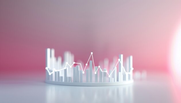 A clean 3D model of a stock ticker with a scrolling graph, placed on a plain background, symbolizing live stock market updates