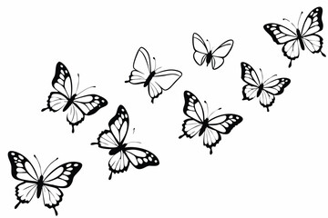 Butterflies flying line art illustration
