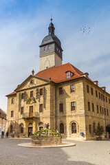 Historic town hall building at the market square in Bad Langensalza, Germany