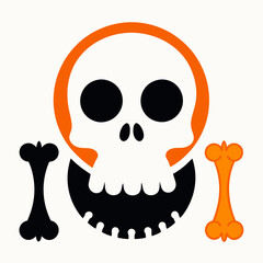  Vector and silhouette  cross wise  bone  with Skull