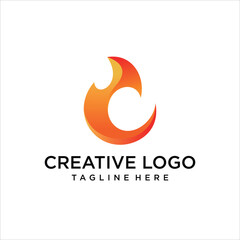 abstract fire orange logo vector