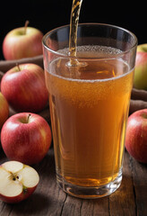 Minimal photorealistic of Apple Cider , vivid colors, plain solid background