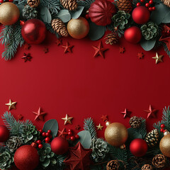 A red background with a gold and red border