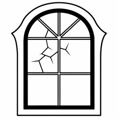 Halloween broken window Silhouette Vector illustration