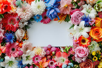 Fototapeta premium A vibrant floral banner with a blank space for design.
