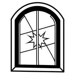 Halloween broken window Silhouette Vector illustration