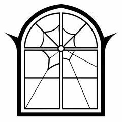 Halloween broken window Silhouette Vector illustration