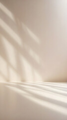 Background image for design or product presentation, with a play of light and shadow, in light, warm neutral tones
