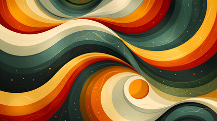 Vintage Vibe: Avocado and Orange Abstract