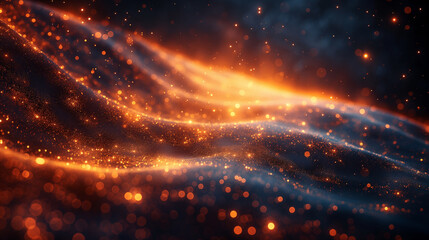 Obraz premium A long, colorful wave of light with orange and blue streaks