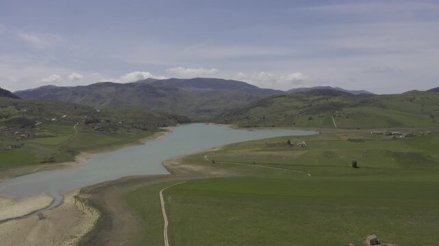 Aerial, Landscapes Around Lago di Prizzi, Sicily, Italy