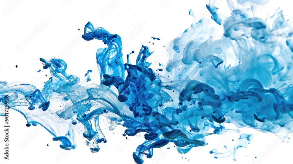 Poster Dynamic Ink Splash Explosion in Water, Studio Isolation.