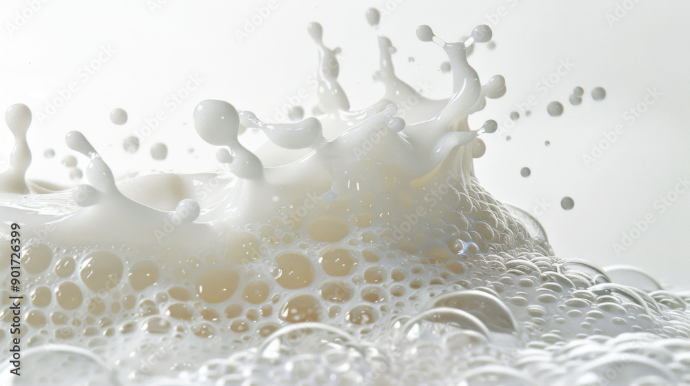 Poster Refreshing Soap Splash with Bubbles in Studio Isolation
