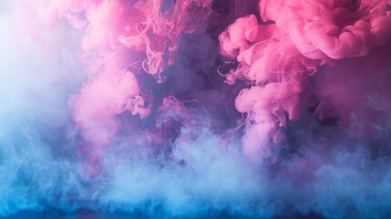 Fototapeta premium Abstract pink and blue ink in water creating a dreamy effect