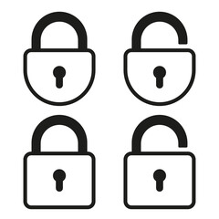 Lock icons set. Padlock symbol collection. Security symbol. Lock open and lock closed icon.
