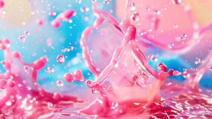 Colorful Liquid Candy Splash Creating Abstract Shapes on Studio Background