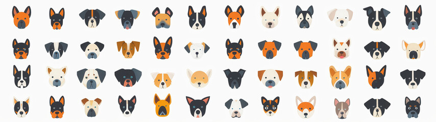 Fototapeta premium A row of dog faces with one saying 