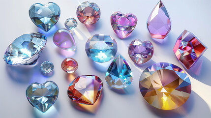 A collection of vibrant crystal designs showcasing exquisite glass elements in various shapes and colors. Perfect for contemporary decor and visual appeal