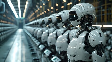 Fototapeta premium A Futuristic Metropolis Powered by Robotic Automation and AI-Driven Efficiency