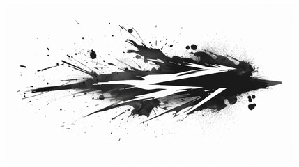 Naklejka premium Black ink cartoonish style a single lighting bolt on white background