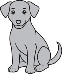 Cute sitting dog vector art illustration with a white background