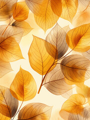 Obraz premium A close up of a leafy tree with a yellow and brown leaf pattern