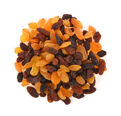 various raisins isolated on white background