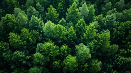 Lush Green Forest Canopy Displaying Biodiversity During Bright Daylight Hours in Summer. Generative AI