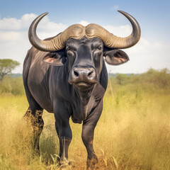 Obraz premium Prächtiger Afrikanischer Büffel ( Syncerus caffer ) in freier Natur, Generative AI