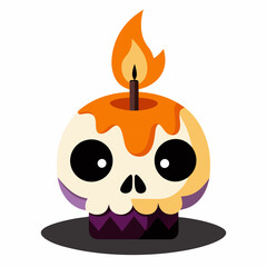 Halloween candle  Halloween a skull  Silhouette Vector illustration

