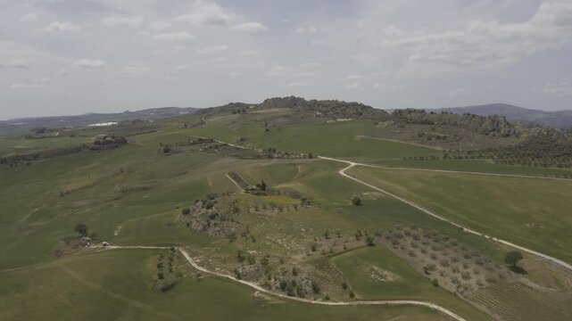 Aerial, Landscapes Around Lago di Prizzi, Sicily, Italy