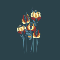 Beautiful stylized floral ornament.  Vintage botanical composition of fantastic plant elements.