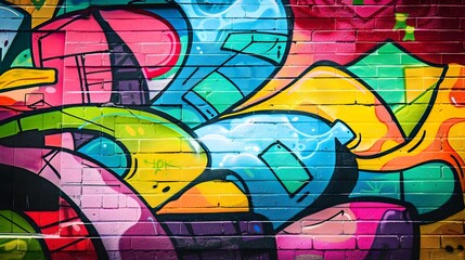 Obraz premium Vibrant Graffiti Wall Colorful Urban Art Mural with Abstract Patterns and Shapes
