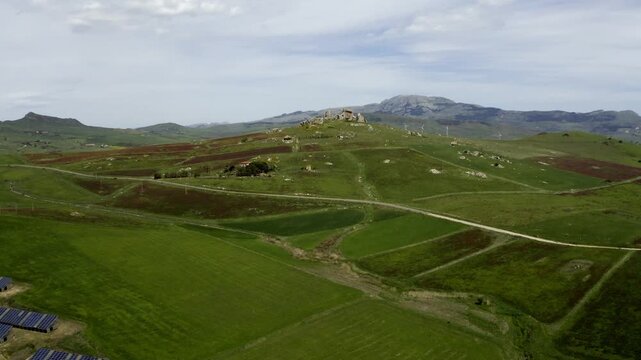 Aerial, Landscapes Around Lago di Prizzi, Sicily, Italy