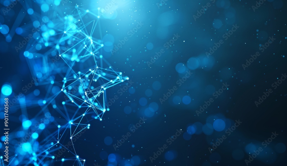 Poster digital data visualization with connected polygons plexus on a modern background. illustration of mo