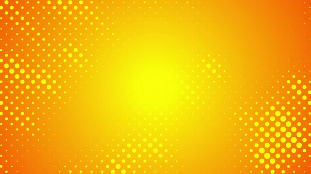 Abstract glowing yellow color halftone motion background. Moving dots seamless loop. Abstract animated dot texture background.	