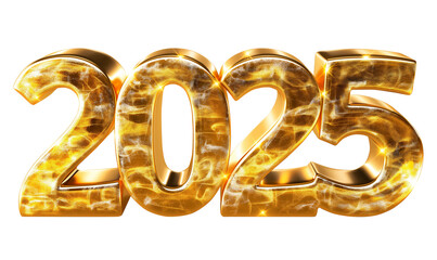 Bold golden numbers of the year 2025