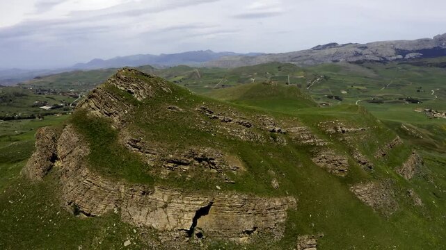 Aerial, Landscapes Around Lago di Prizzi, Sicily, Italy