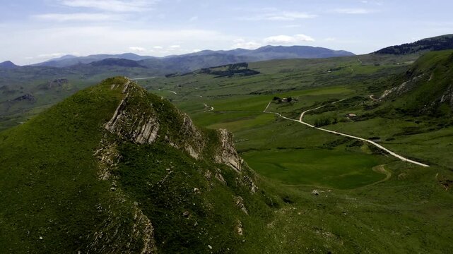 Aerial, Landscapes Around Lago di Prizzi, Sicily, Italy