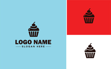 Bakery icon Bakehouse Patisserie Pastry shop flat logo sign symbol editable vector