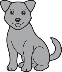 Cute sitting dog vector art illustration with a white background