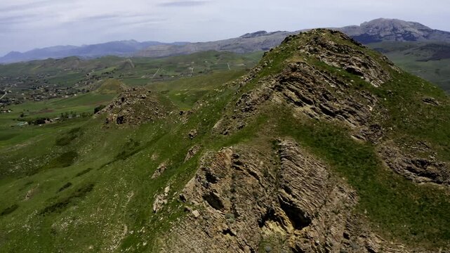 Aerial, Landscapes Around Lago di Prizzi, Sicily, Italy