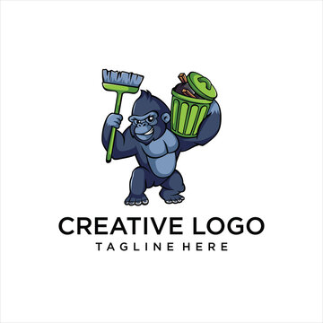 gorilla junk strong animal logo vector