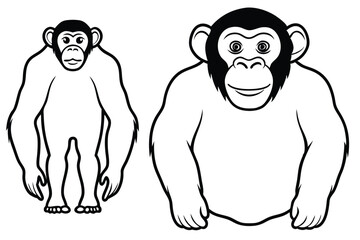 Chimpanzee line art illustration Design Concepts