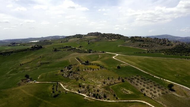 Aerial, Landscapes Around Lago di Prizzi, Sicily, Italy