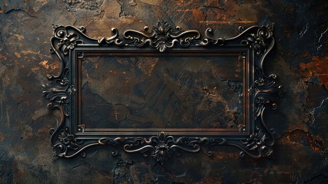 Vintage themed Metal Frame Mockup Template for Text with Steampunk Industrial Design