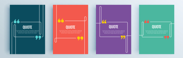 Quote frames blank templates set. Text in brackets, citation empty speech bubbles, quote bubbles. Textbox isolated on color background. Vector illustration.