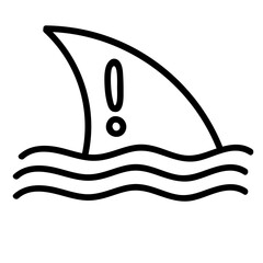 Shark fin and exclamation mark line icon